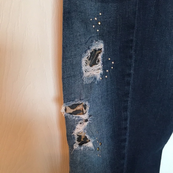 Chico’s sz 2 Holy Jegging Jeans w/leopard 14 - Picture 2 of 8